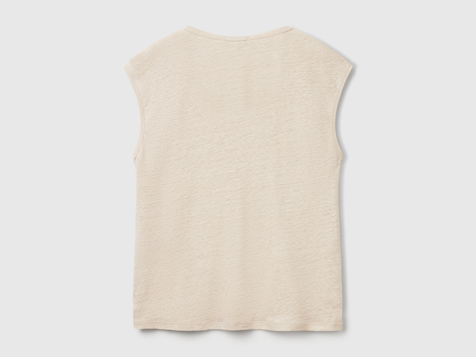 Maglietta scollo ampio in puro lino da donna beige 2 | Benetton Outlet