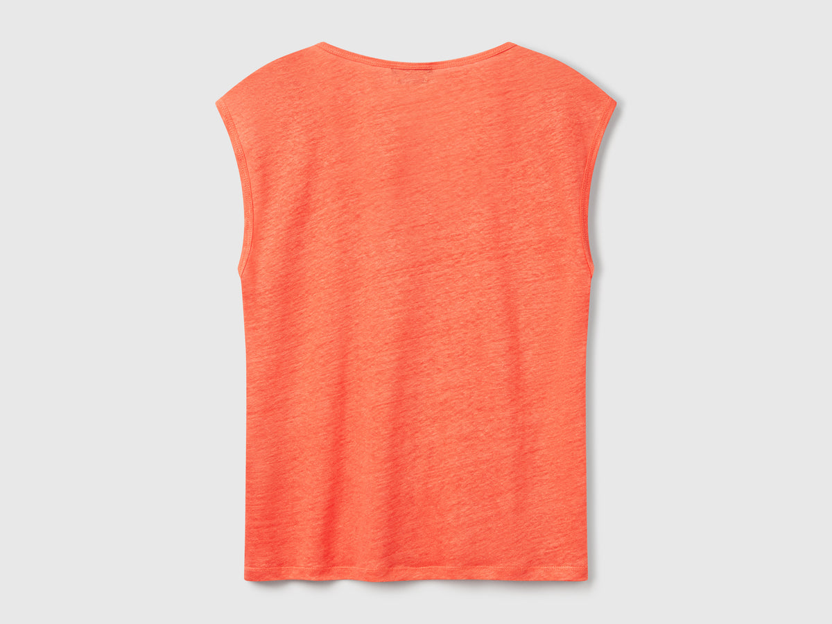 Pure linen wide neck T-shirt