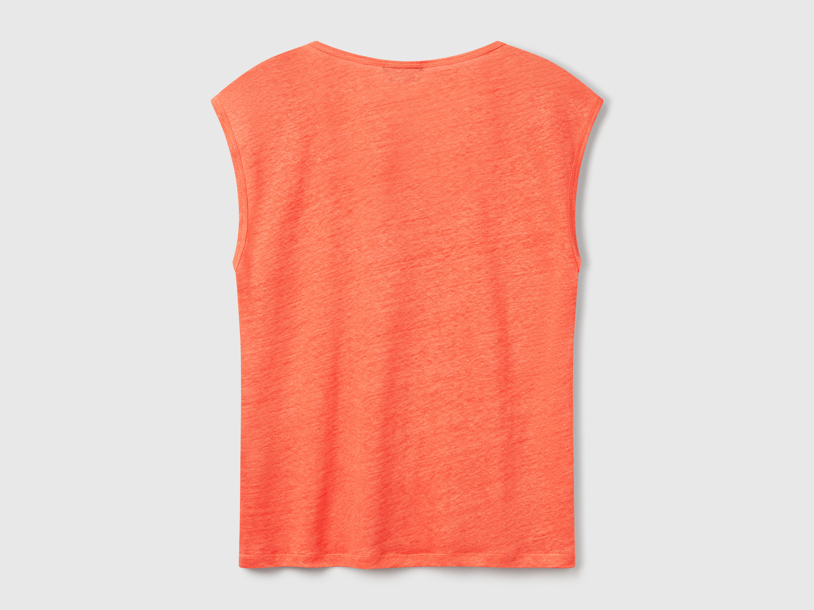 Pure linen wide neck T-shirt da donna arancione 2 | Benetton Outlet