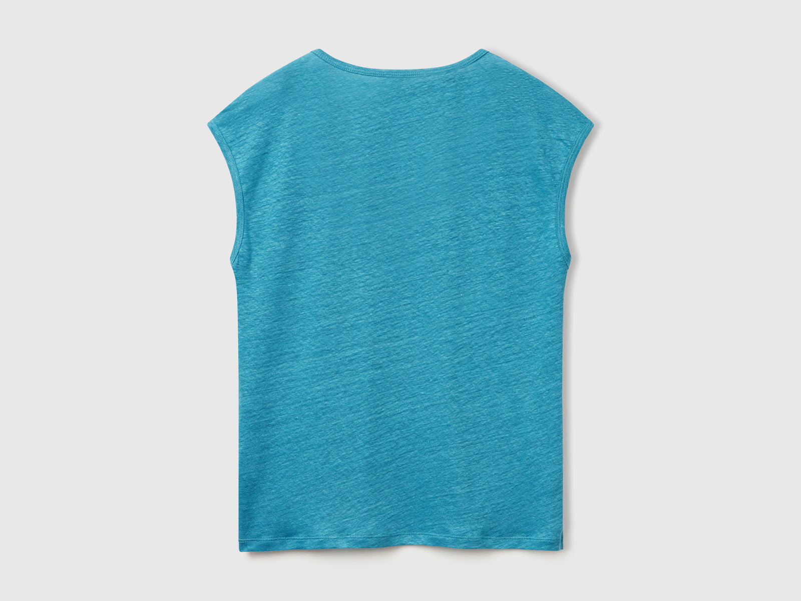 Maglietta scollo ampio in puro lino da donna turchese 2 | Benetton Outlet
