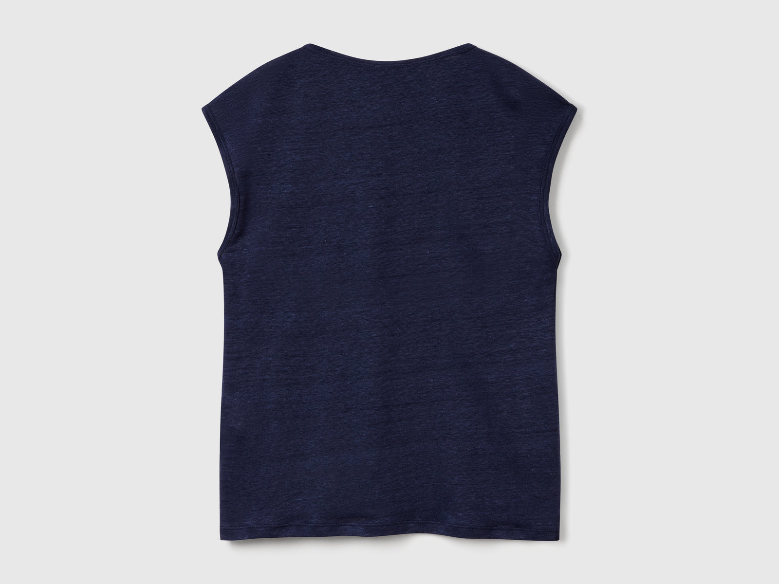 Maglietta scollo ampio in puro lino da donna blu scuro 2 | Benetton Outlet