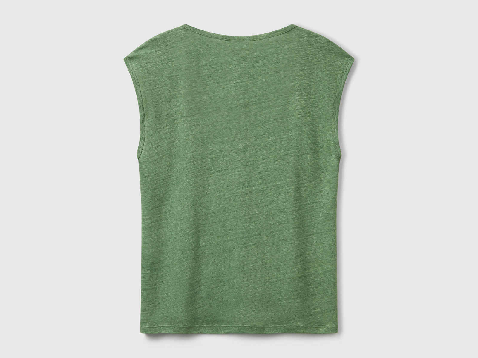 Maglietta scollo ampio in puro lino da donna verde 2 | Benetton Outlet