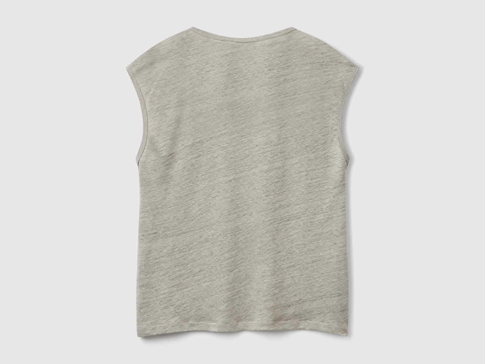 Pure linen wide neck T-shirt da donna grigio 2 | Benetton Outlet