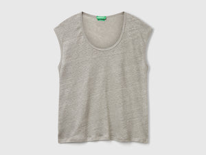 Pure linen wide neck T-shirt