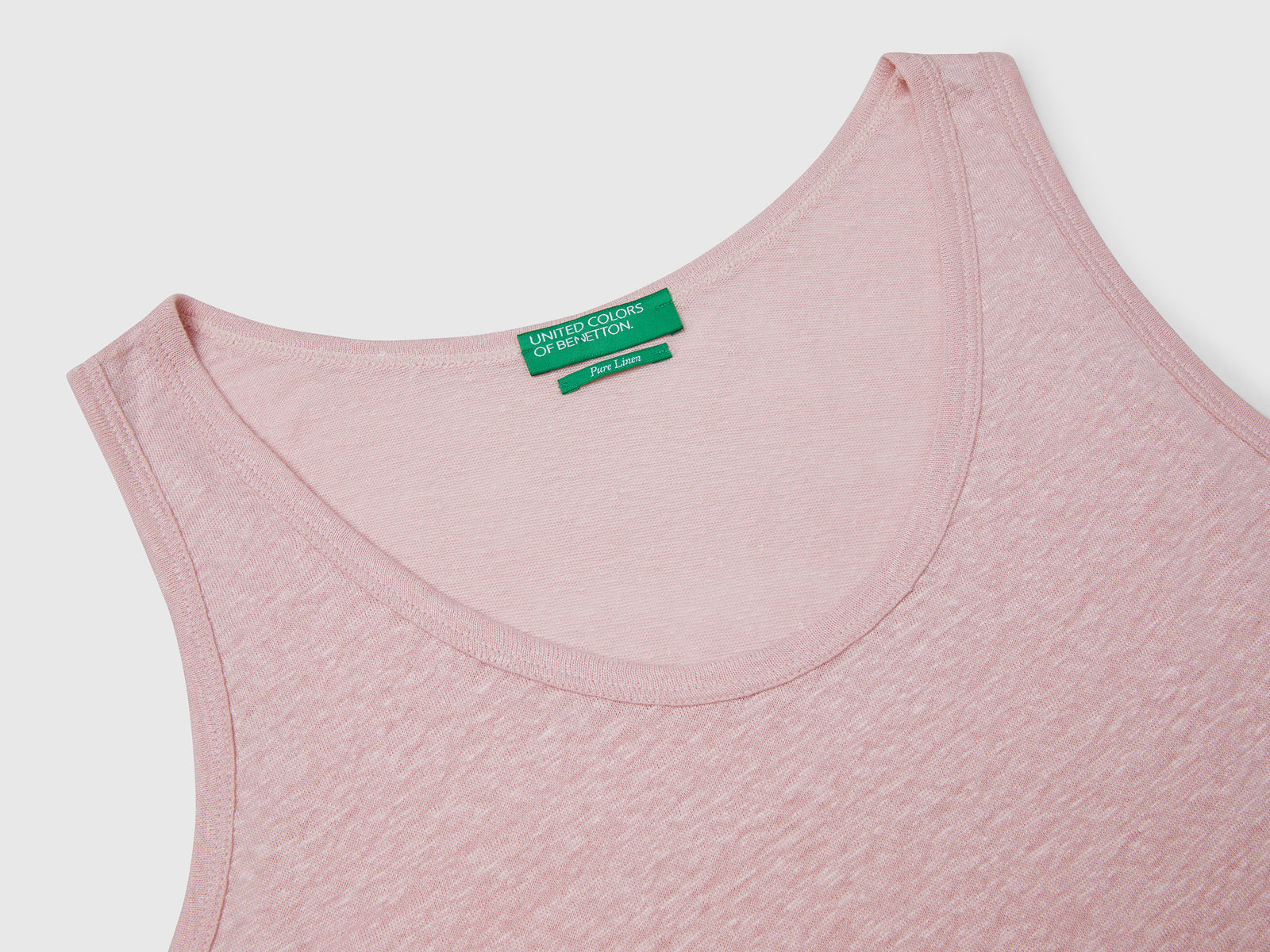 Canotta in puro lino da donna rosa tenue 3 | Benetton Outlet