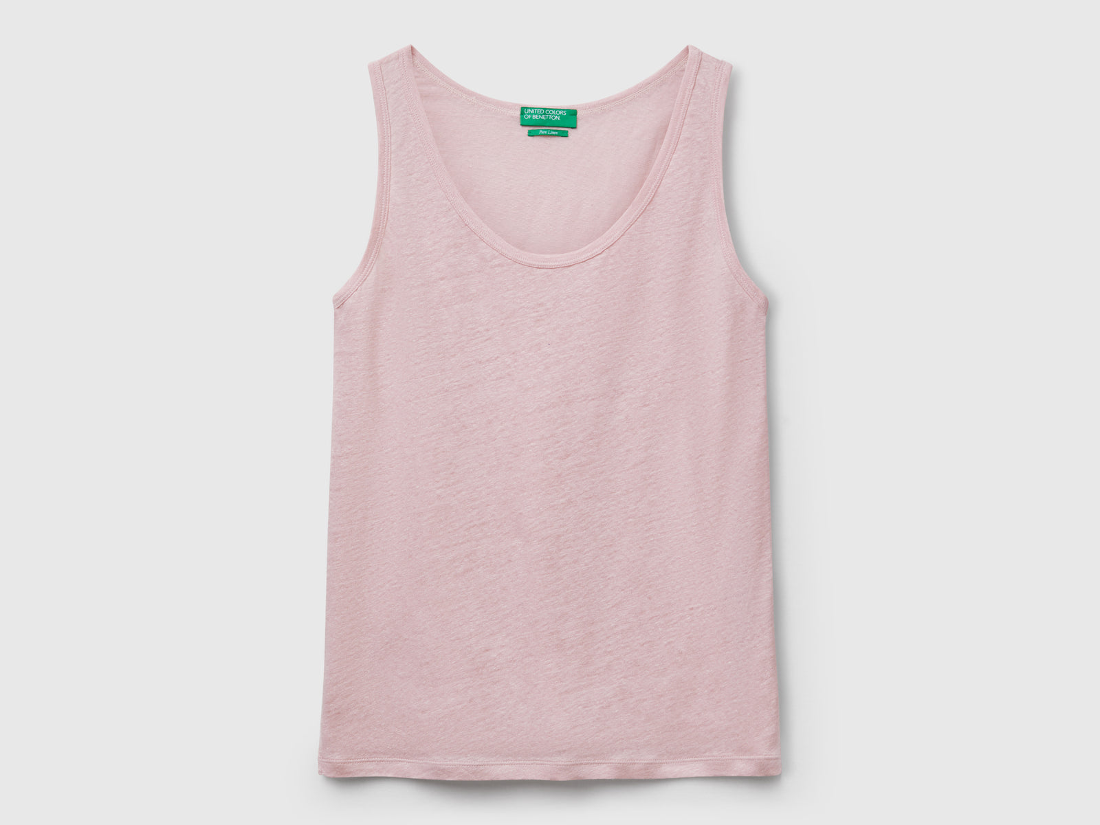Canotta in puro lino da donna rosa tenue | Benetton Outlet