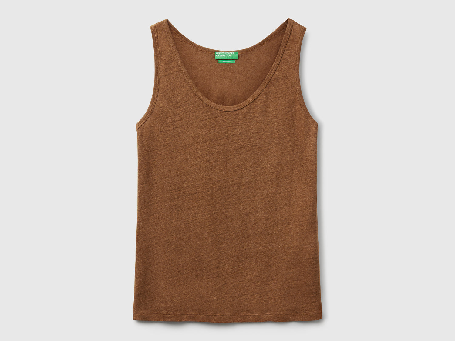 Canotta in puro lino da donna marrone | Benetton Outlet