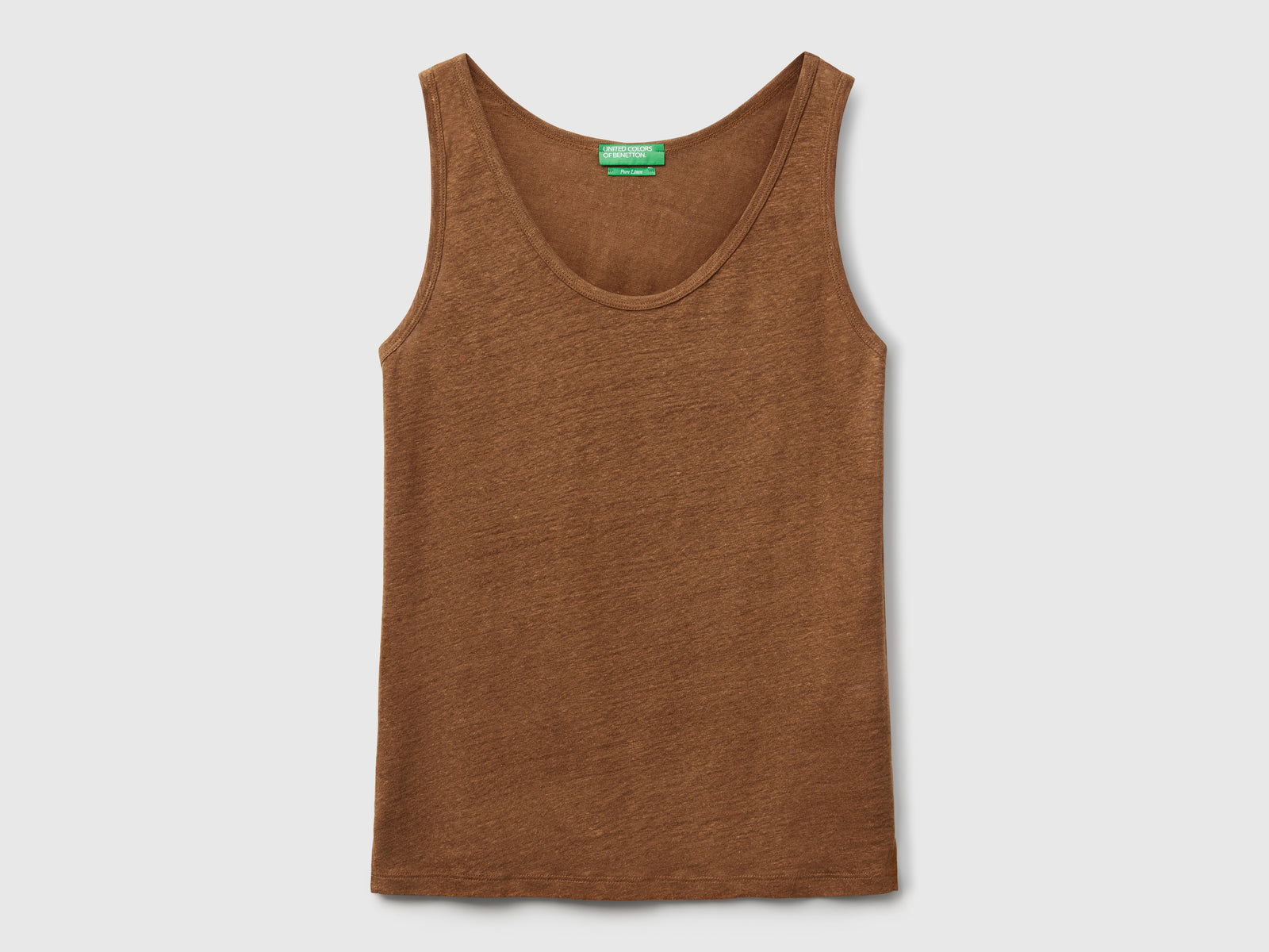 Canotta in puro lino da donna marrone | Benetton Outlet