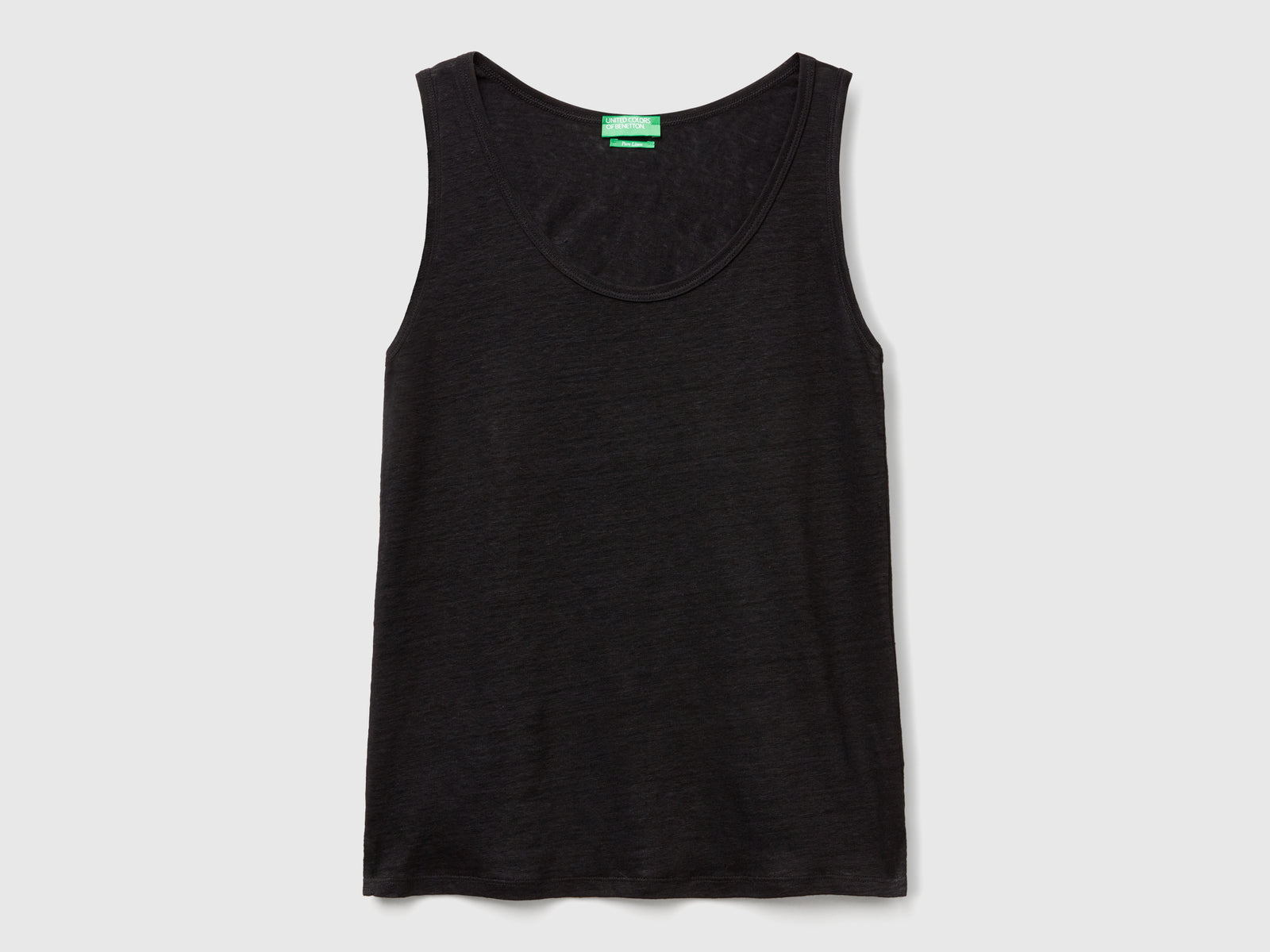 Canotta in puro lino da donna nero | Benetton Outlet