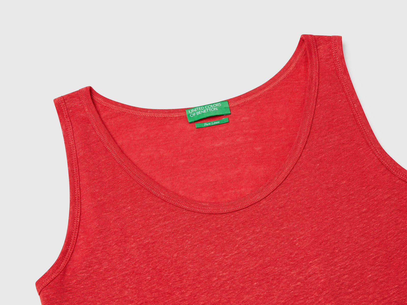 Canotta in puro lino da donna rosso mattone 3 | Benetton Outlet