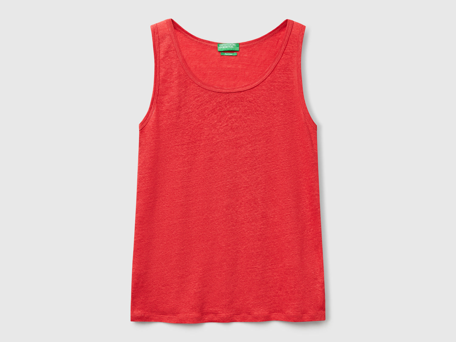 Canotta in puro lino da donna rosso mattone | Benetton Outlet