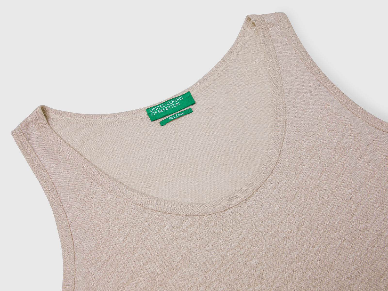 Canotta in puro lino da donna beige 3 | Benetton Outlet