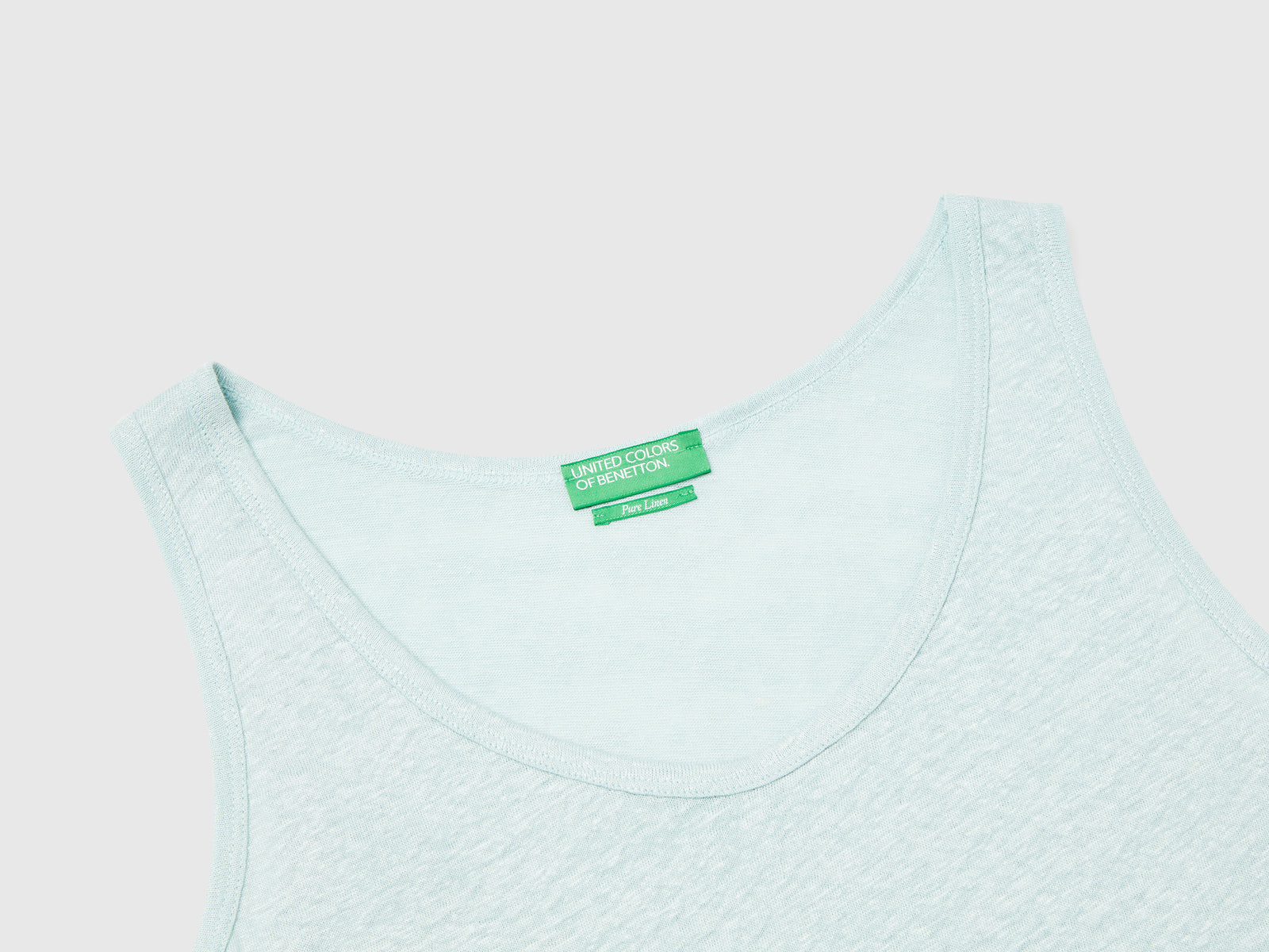 Canotta in puro lino da donna verde acqua 3 | Benetton Outlet