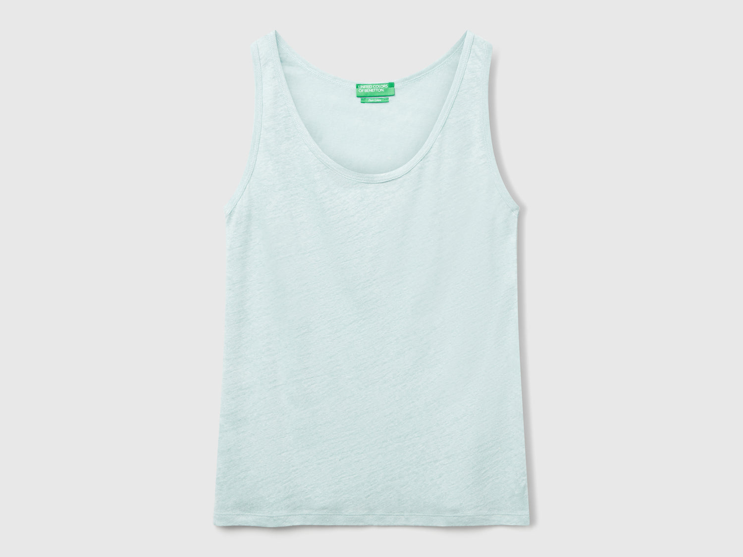 Canotta in puro lino da donna verde acqua | Benetton Outlet