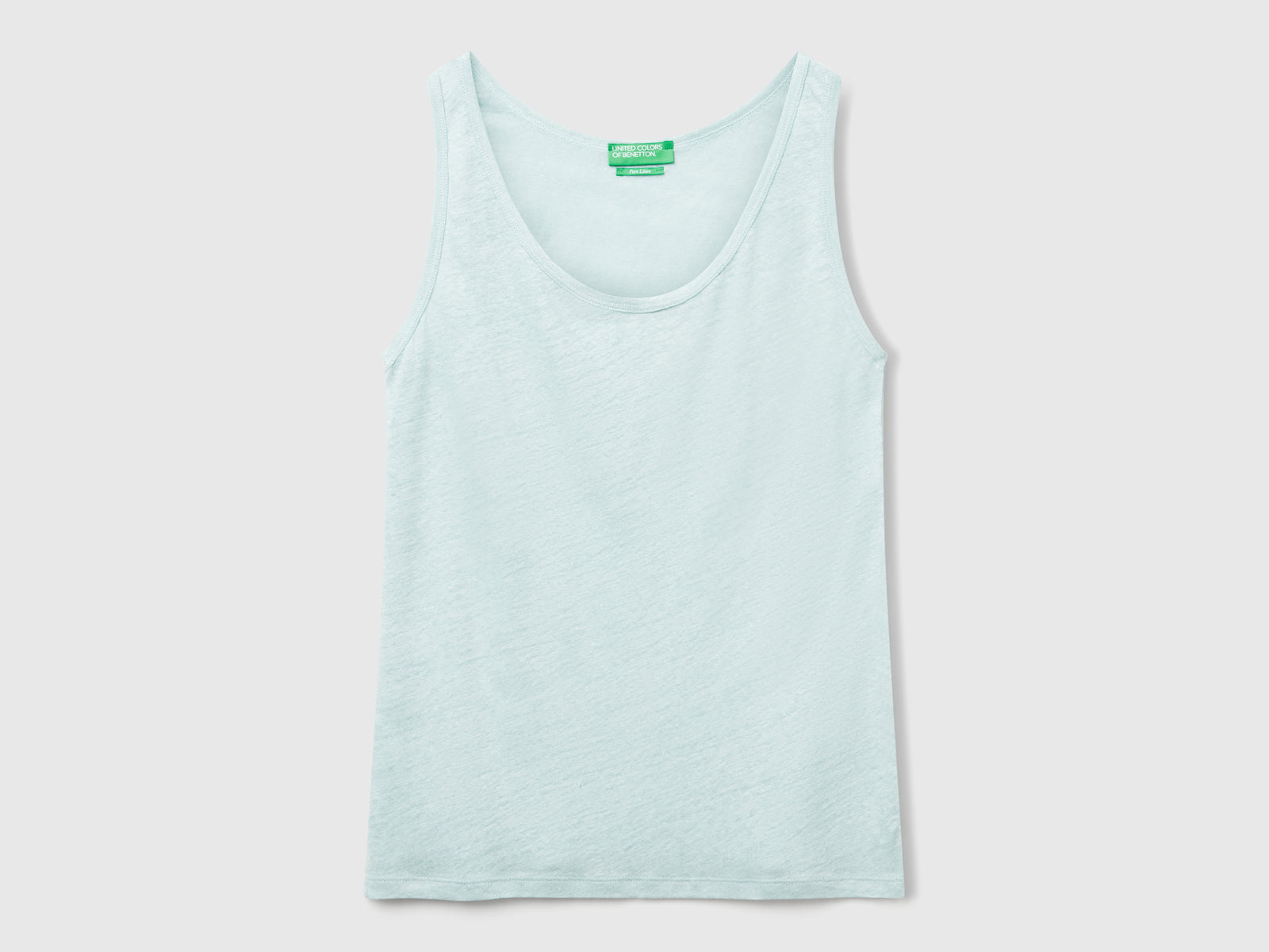 Canotta in puro lino da donna verde acqua | Benetton Outlet