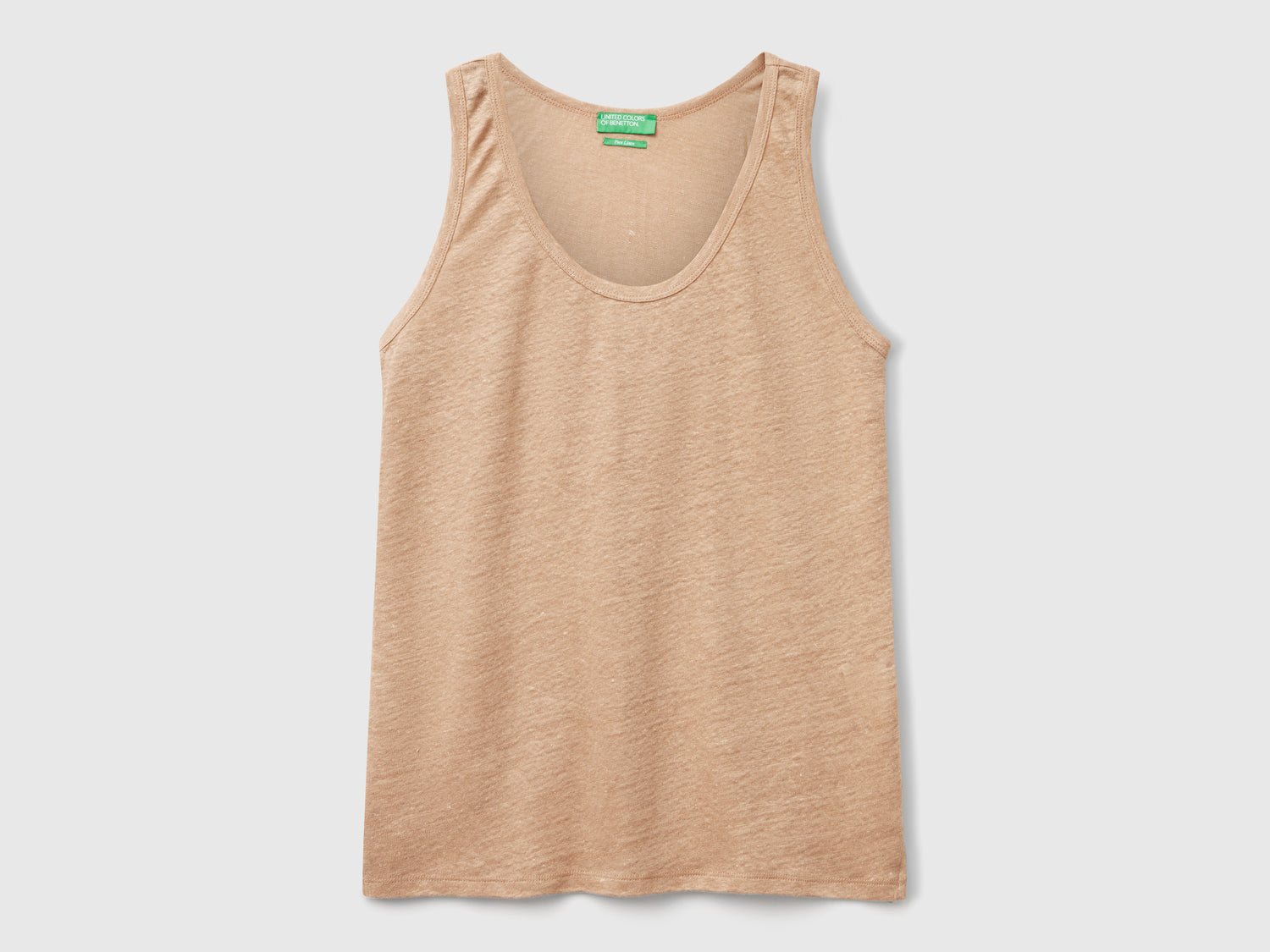 Canotta in puro lino da donna cammello | Benetton Outlet