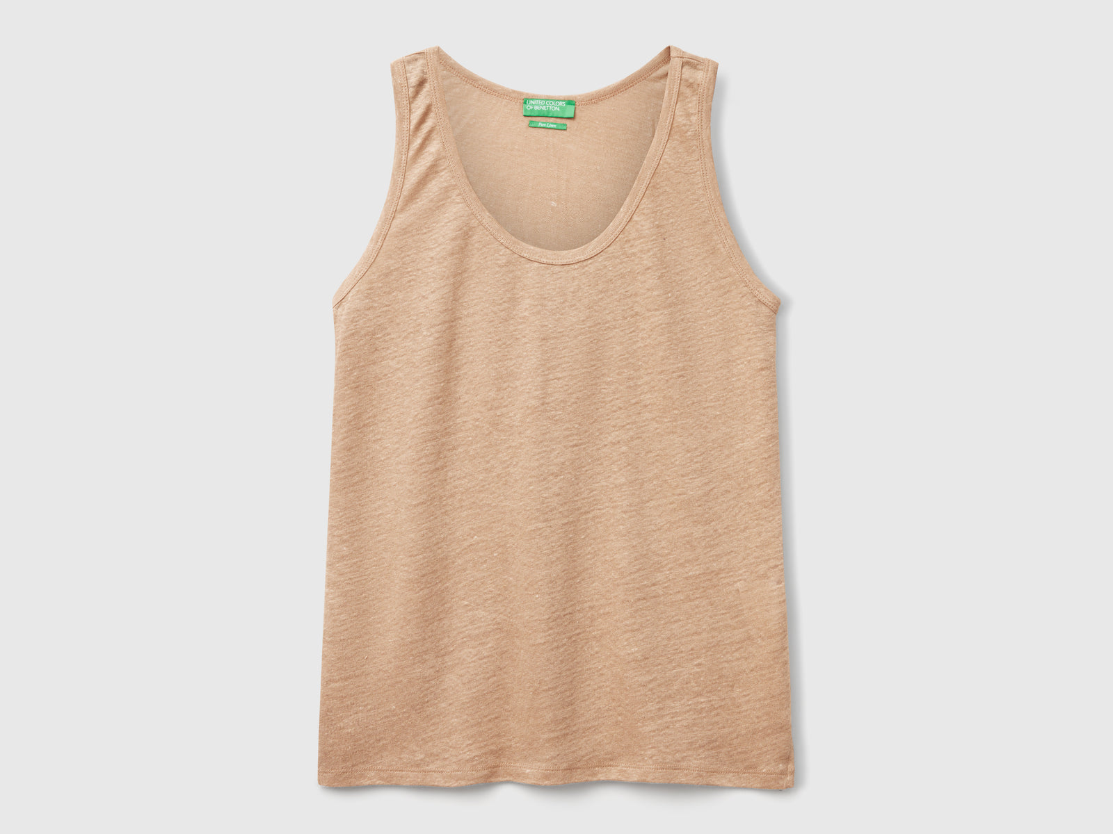 Canotta in puro lino da donna cammello | Benetton Outlet