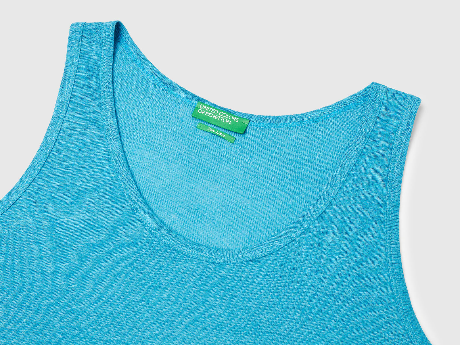 Canotta in puro lino da donna turchese 3 | Benetton Outlet