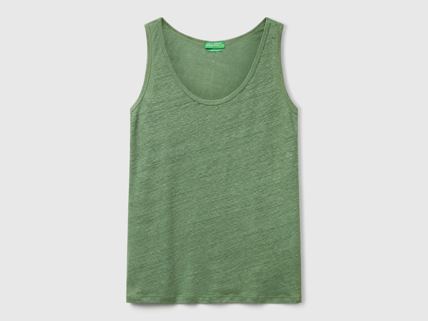 Canotta in puro lino da donna verde | Benetton Outlet