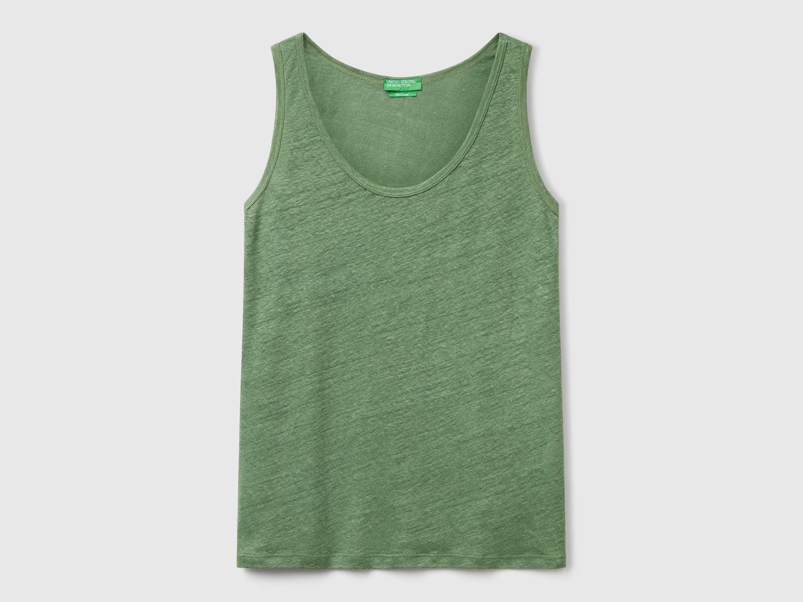 Canotta in puro lino da donna verde | Benetton Outlet