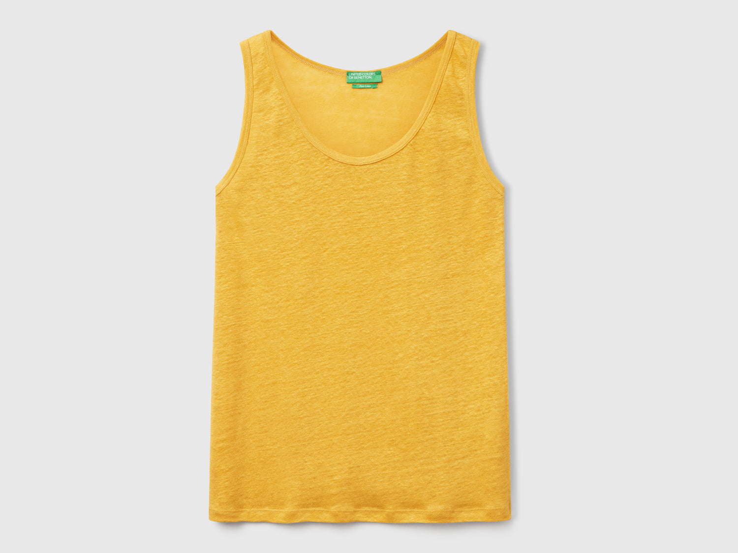 Pure linen tank top da donna senape | Benetton Outlet
