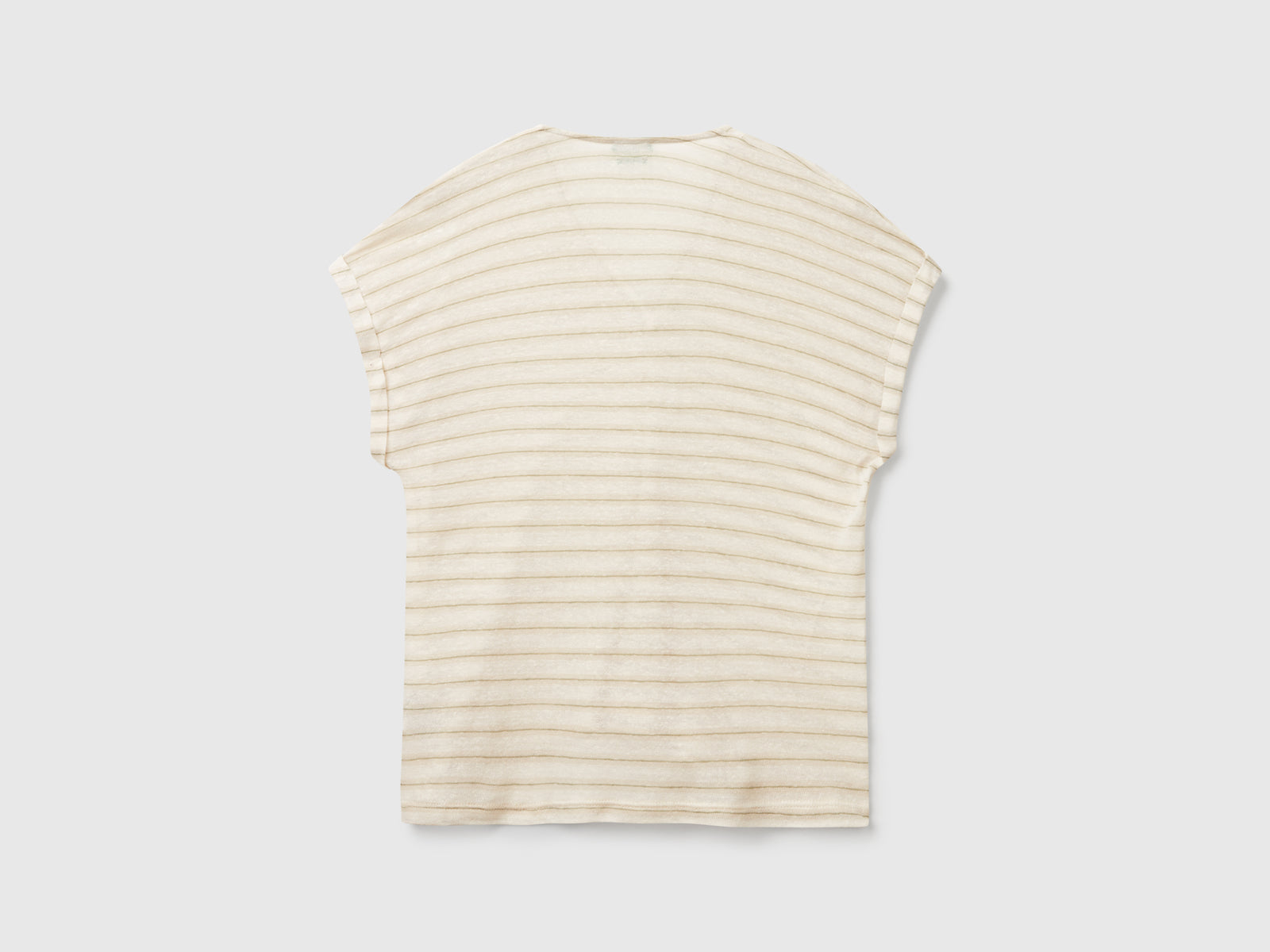 Maglietta a righe in misto lino da donna bianco panna 2 | Benetton Outlet