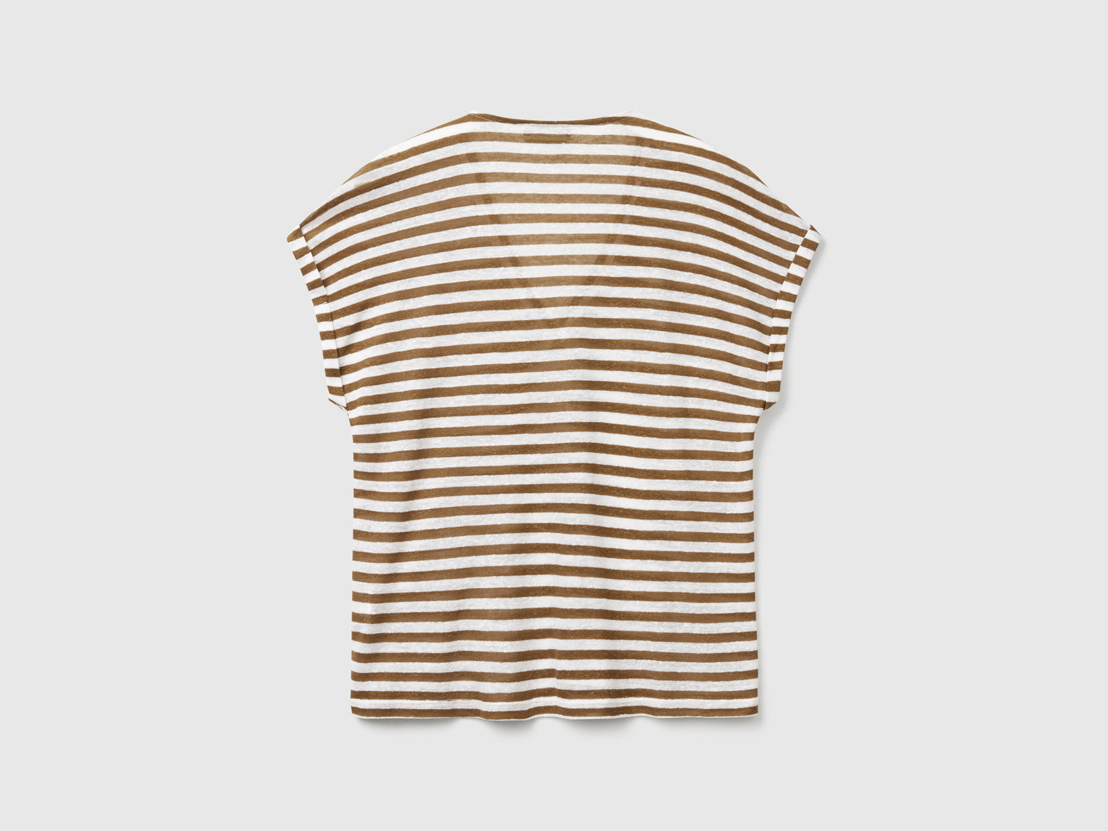 Striped linen blend T-shirt da donna marrone 2 | Benetton Outlet