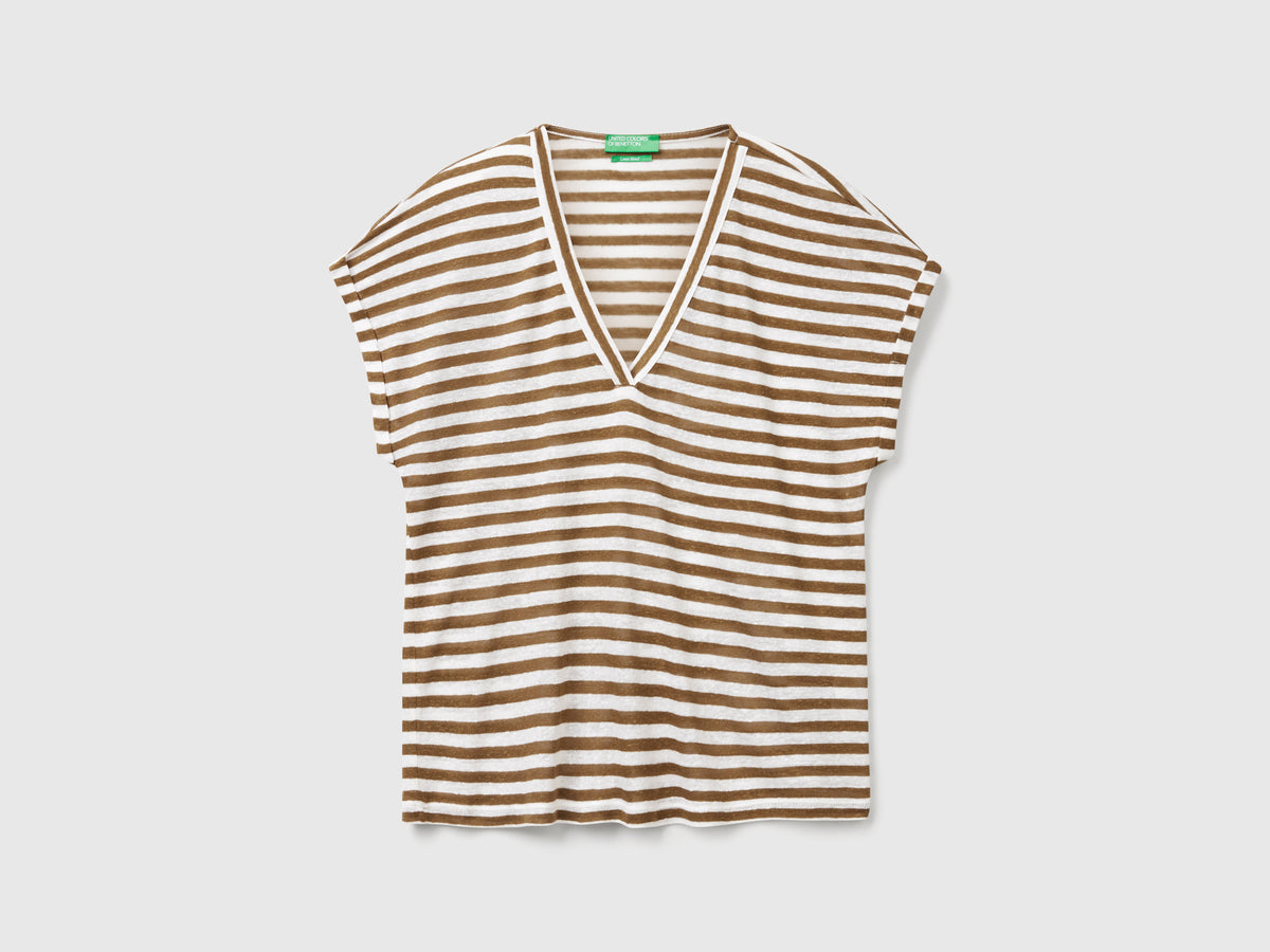 Striped linen blend T-shirt