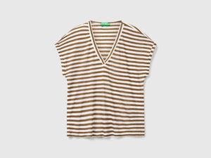 Striped linen blend T-shirt