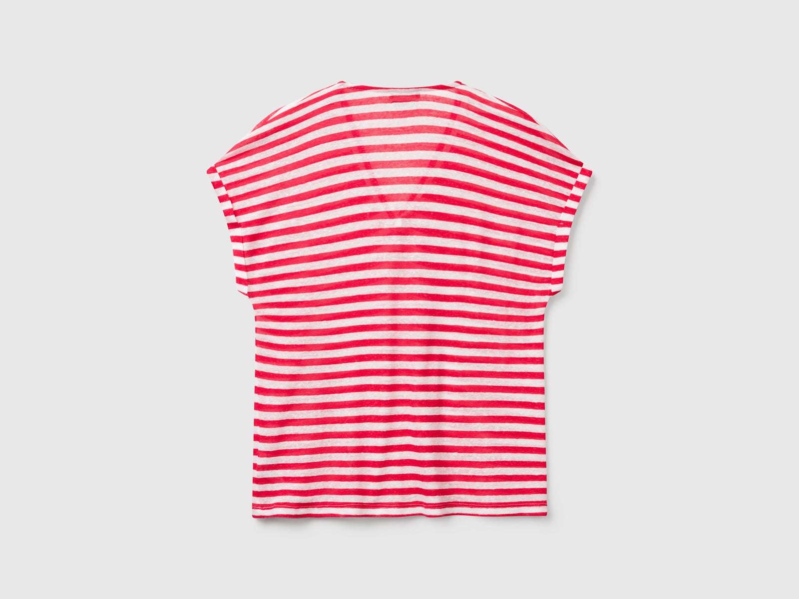 Maglietta a righe in misto lino da donna fucsia 2 | Benetton Outlet