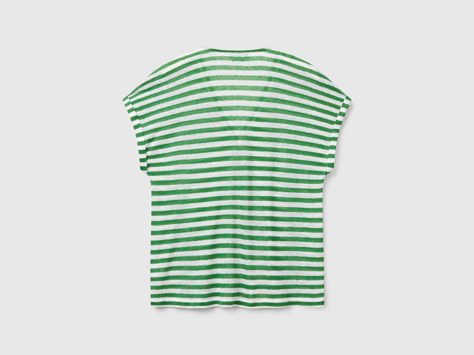 Maglietta a righe in misto lino da donna verde 2 | Benetton Outlet