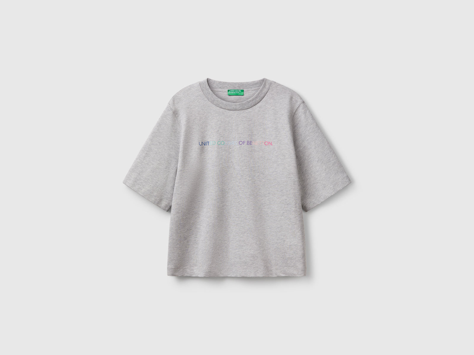 T-shirt con stampa logo da donna grigio chiaro | Benetton Outlet