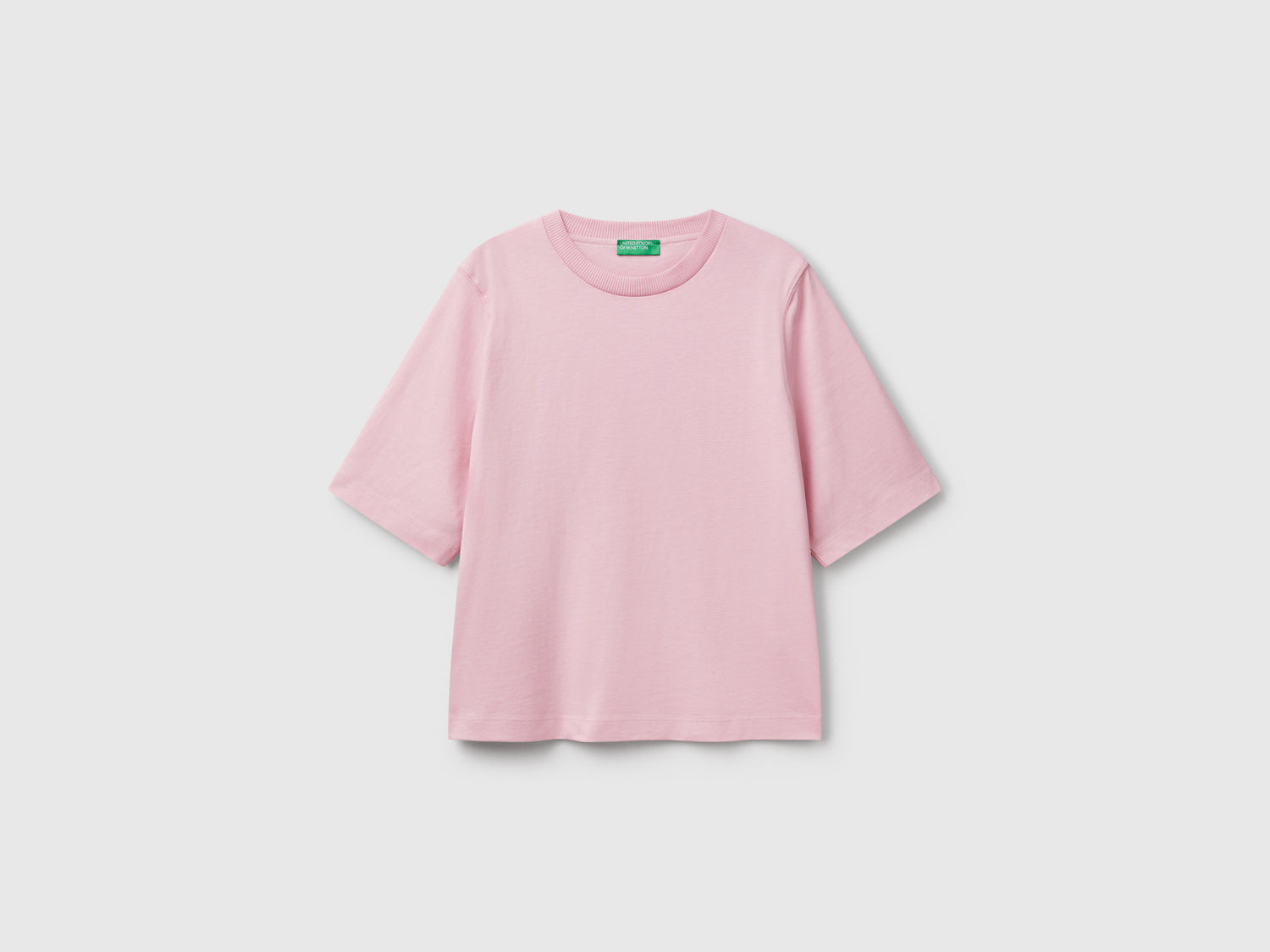 T-shirt boxy fit 100% cotone da donna rosa | Benetton Outlet