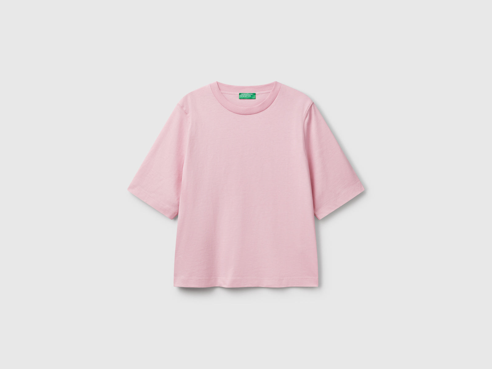 T-shirt boxy fit 100% cotone da donna rosa | Benetton Outlet