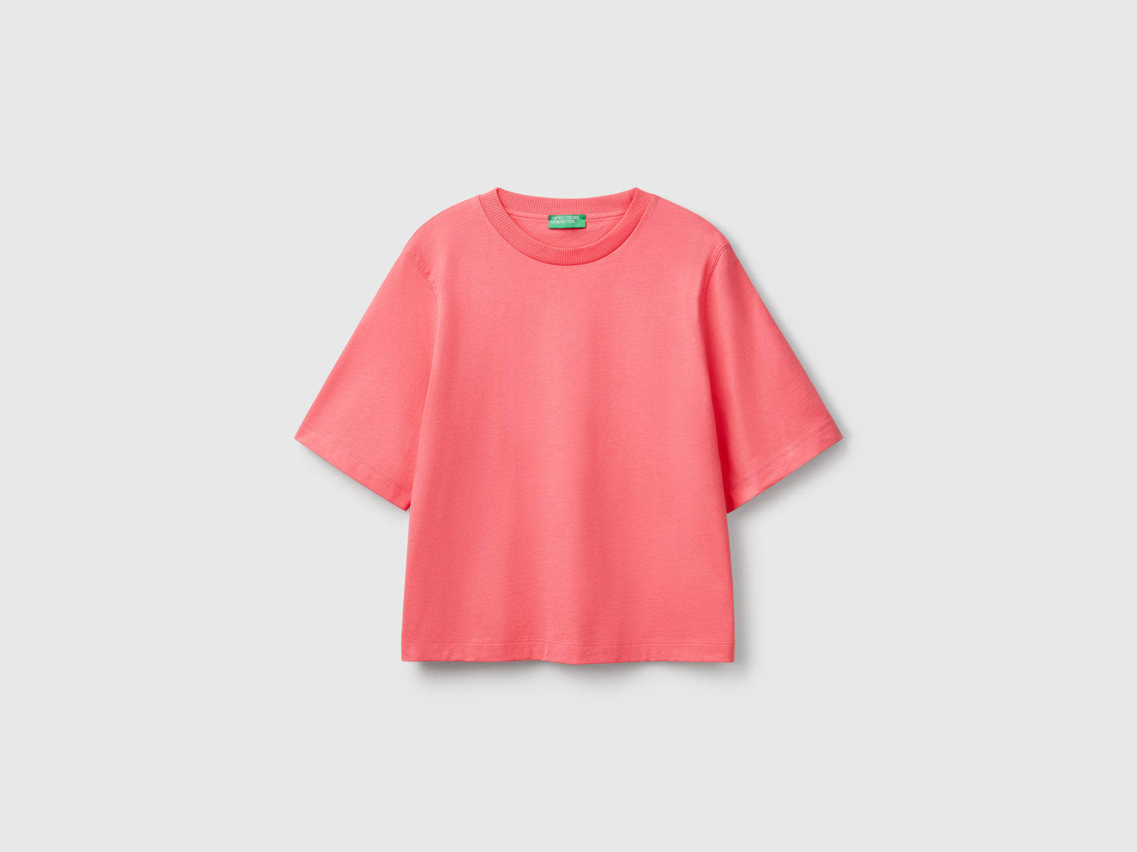T-shirt boxy fit 100% cotone da donna fucsia | Benetton Outlet