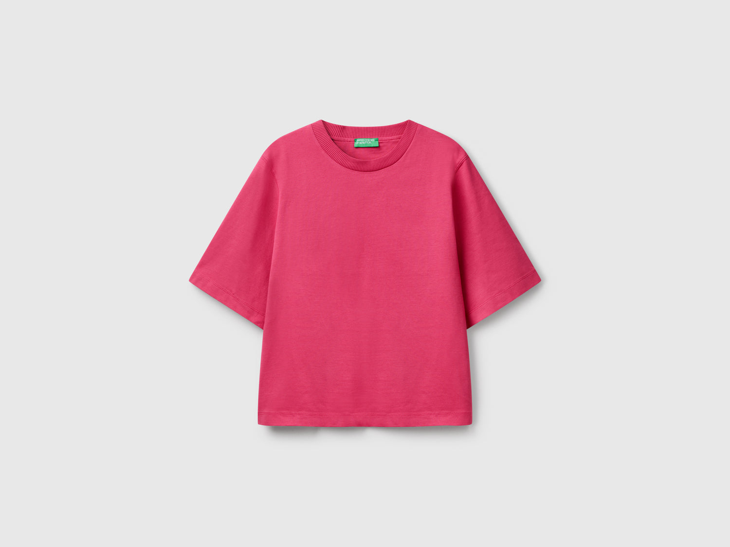 T-shirt boxy fit 100% cotone da donna fragola | Benetton Outlet