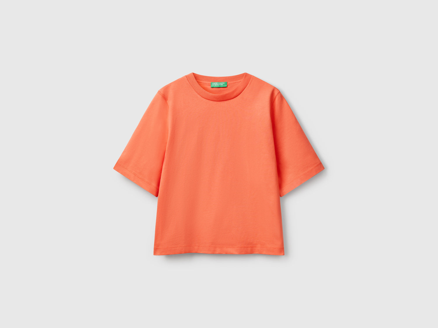 T-shirt boxy fit 100% cotone da donna arancione | Benetton Outlet