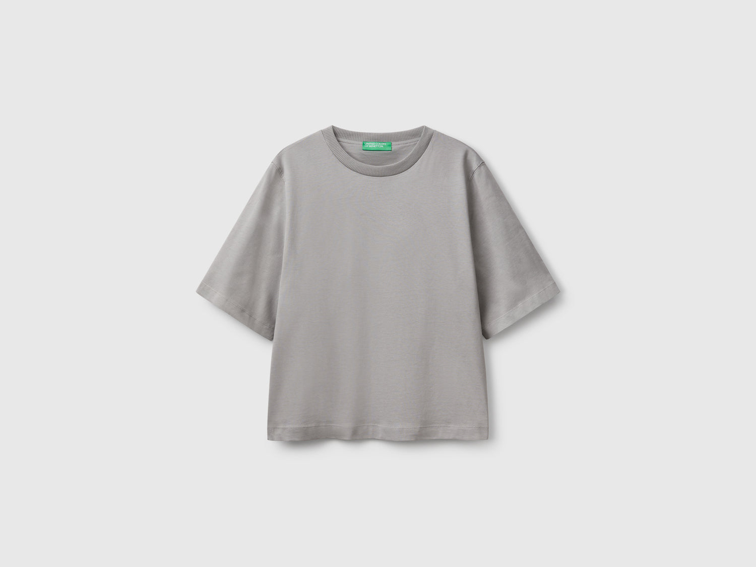 T-shirt boxy fit 100% cotone da donna grigio | Benetton Outlet