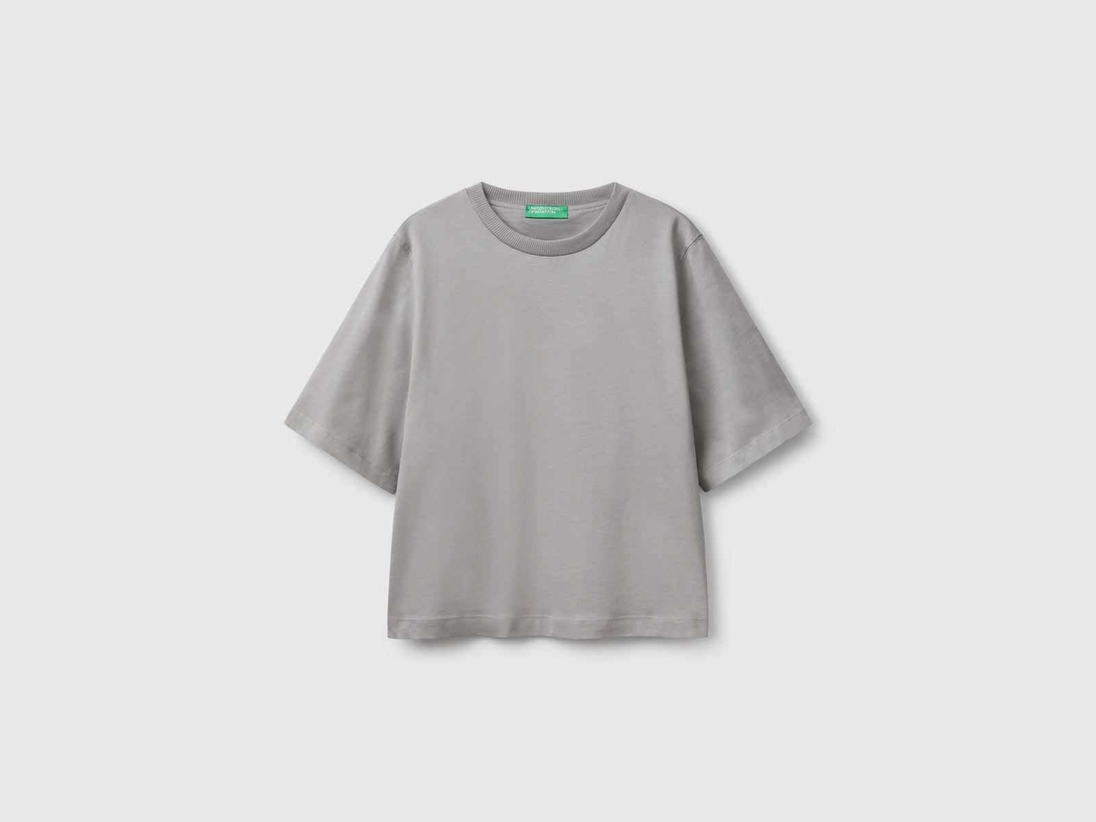 T-shirt boxy fit 100% cotone da donna grigio | Benetton Outlet