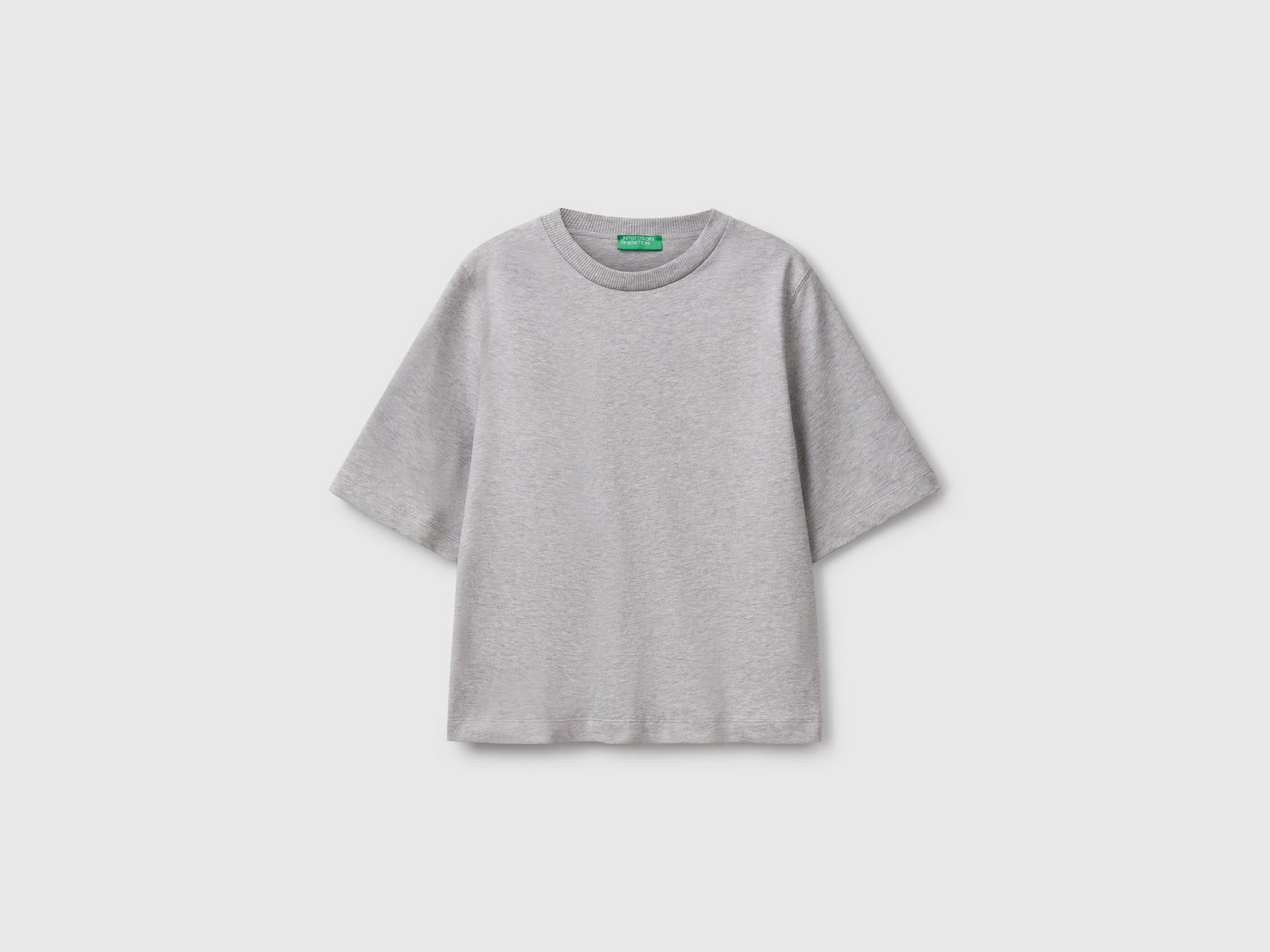 T-shirt boxy fit 100% cotone da donna grigio chiaro | Benetton Outlet