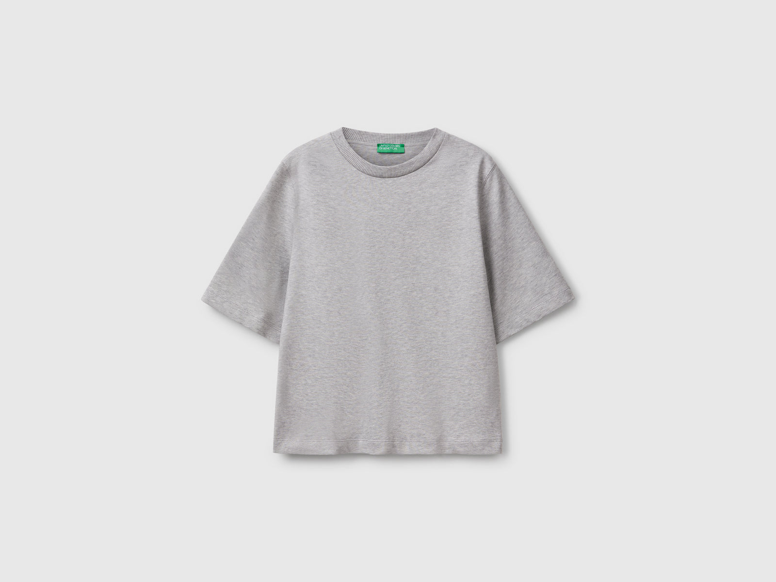 T-shirt boxy fit 100% cotone da donna grigio chiaro | Benetton Outlet