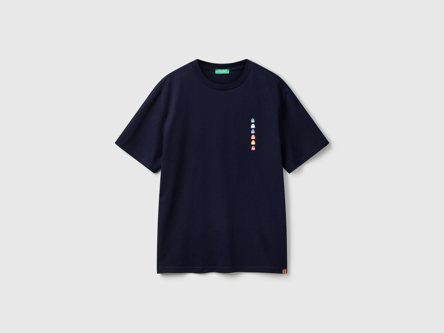 T-shirt over fit con patch da uomo blu scuro | Benetton Outlet