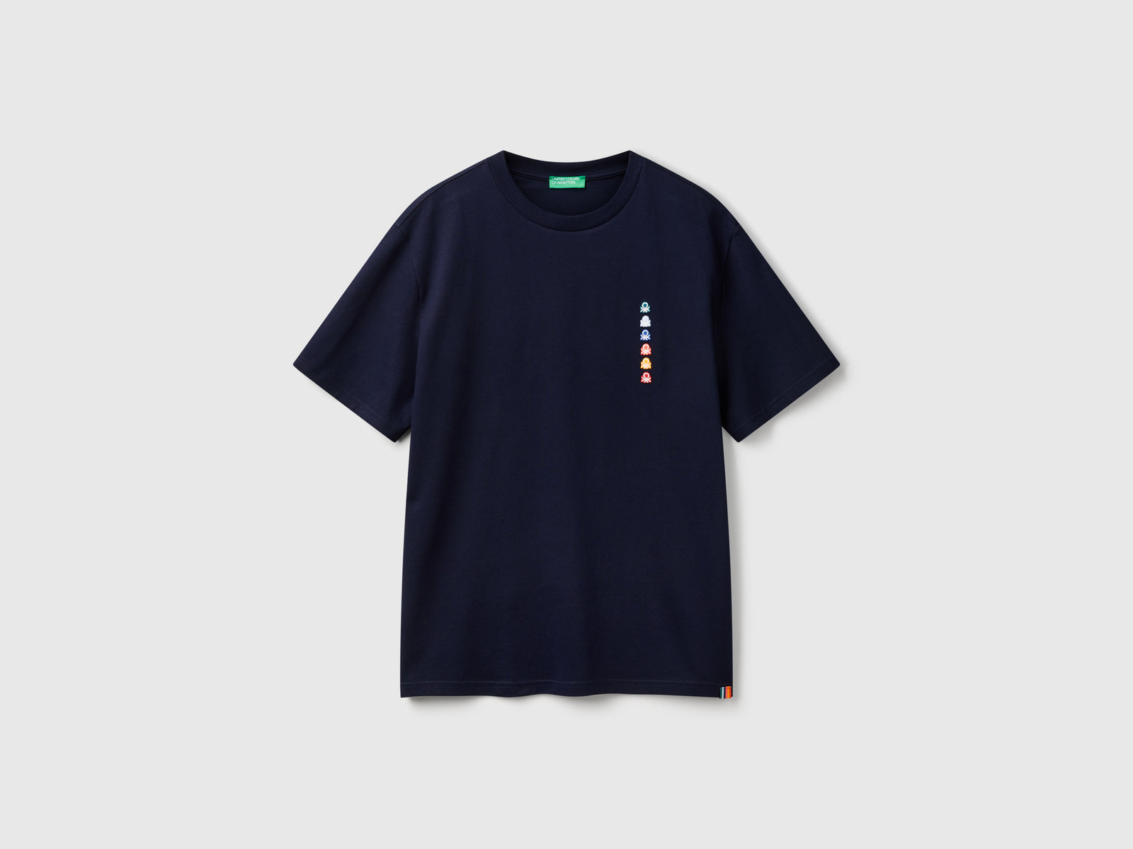 T-shirt over fit con patch da uomo blu scuro | Benetton Outlet