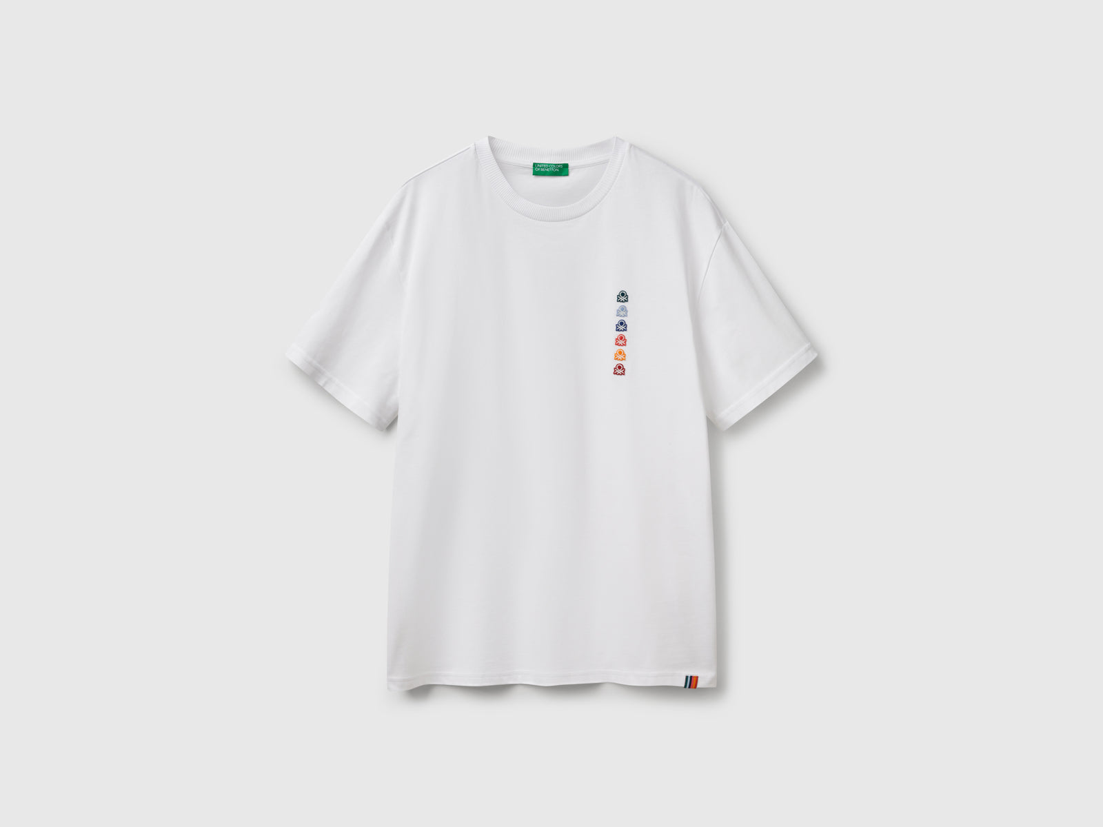 T-shirt over fit con patch da uomo bianco | Benetton Outlet