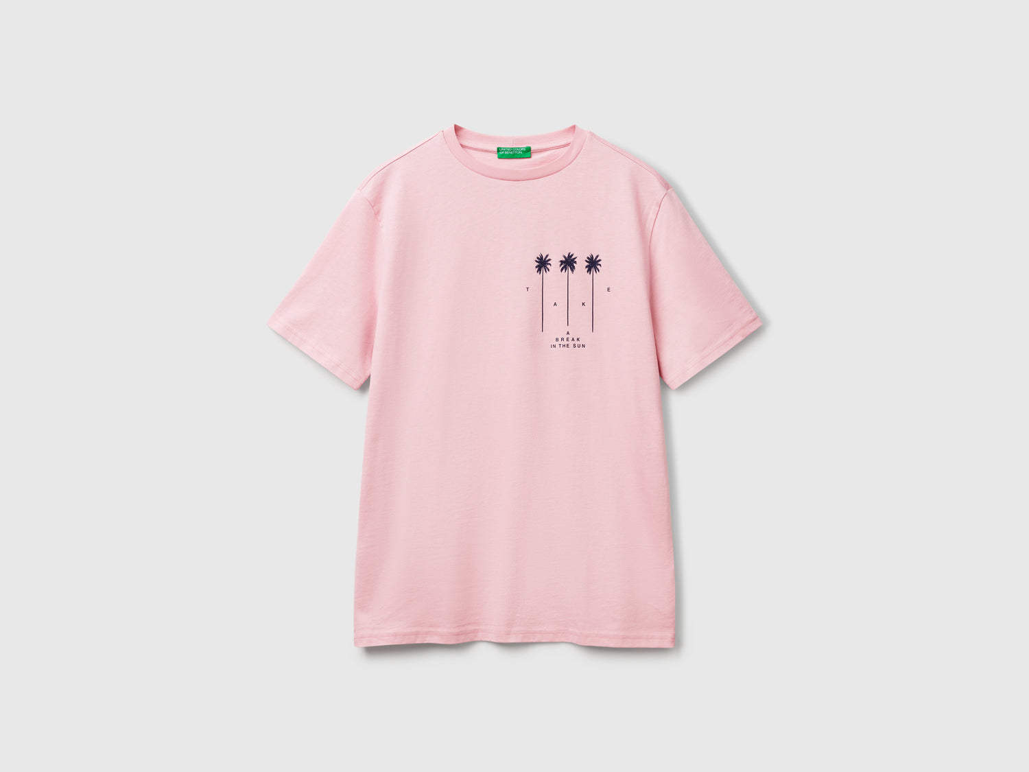 Maglietta pastello con grafica da uomo rosa | Benetton Outlet