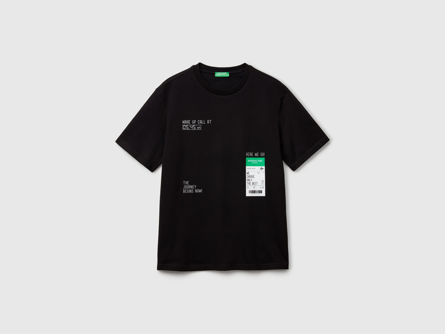 Maglietta con grafica da uomo nero | Benetton Outlet