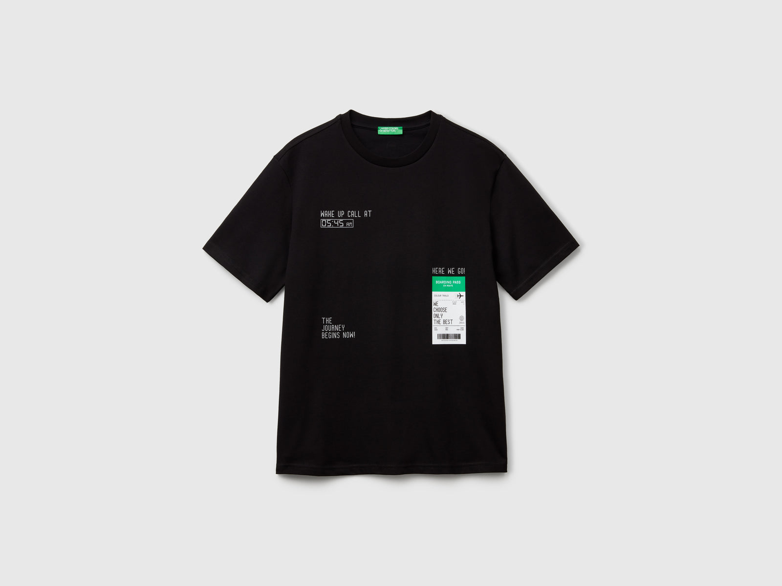 Maglietta con grafica da uomo nero | Benetton Outlet