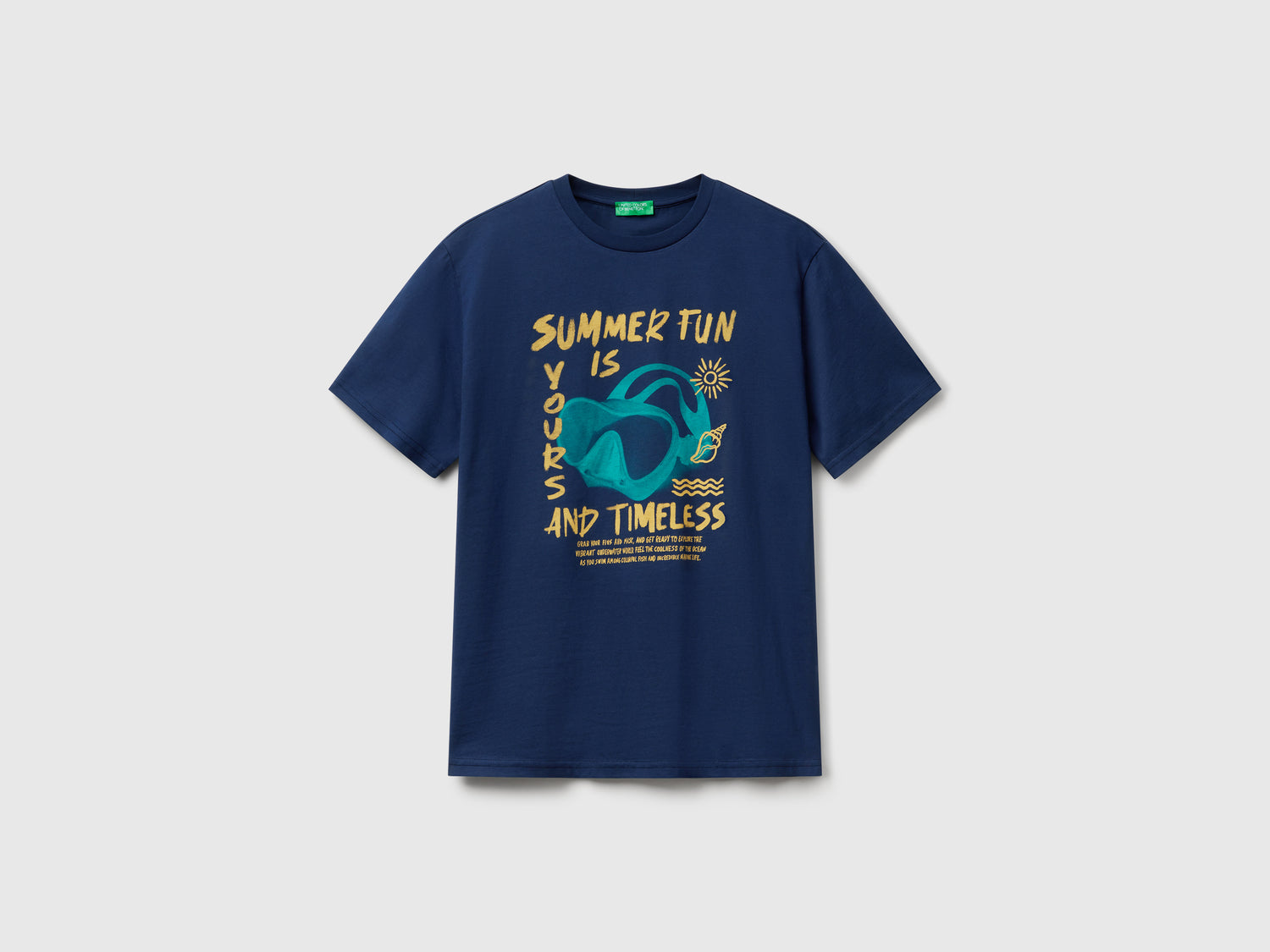 Maglietta blu notte con grafica da uomo blu scuro | Benetton Outlet