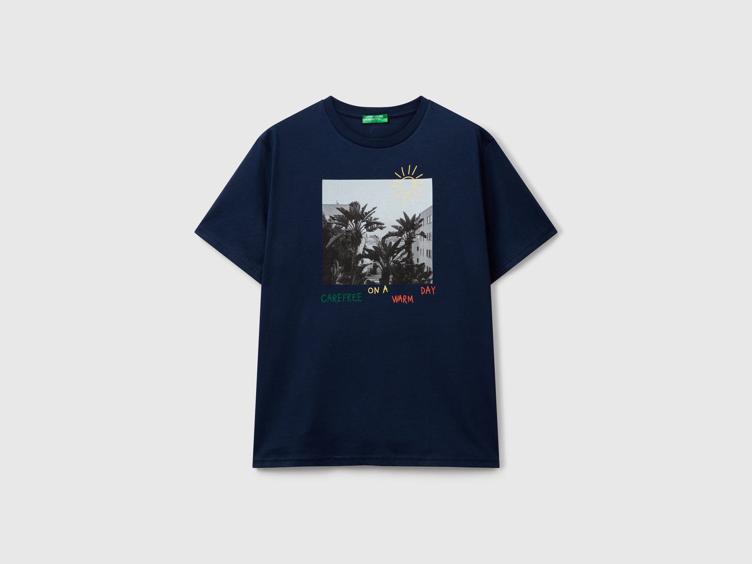 T-shirt con stampa fotografica da uomo blu scuro | Benetton Outlet