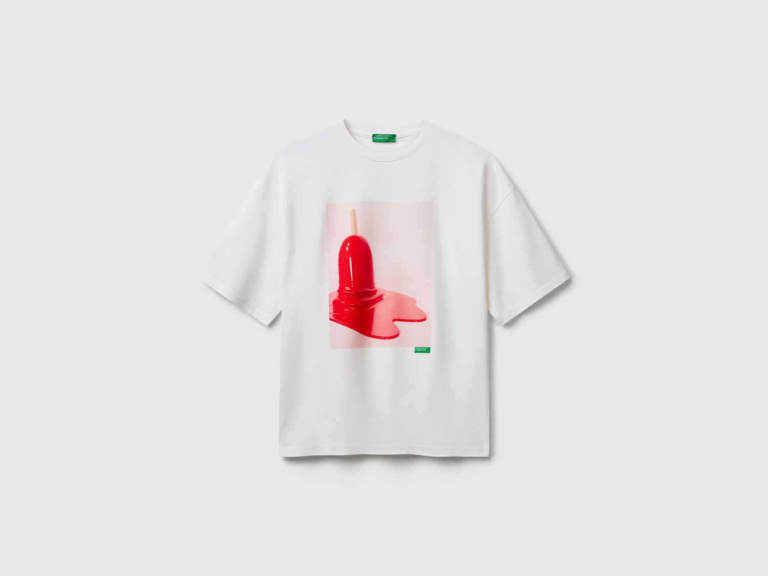 Maglietta con stampa gelato 100% cotone da uomo bianco | Benetton Outlet
